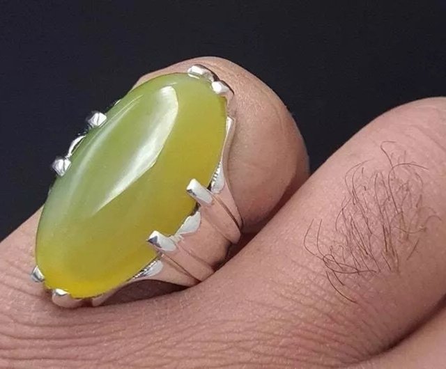 Yellow green aqeeq ring Imran orders khan ring design Pakistan prime minister ring real agate jewelry mens christmas rings handmade agate bague