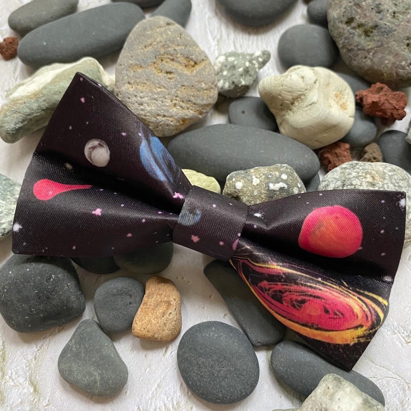 Style 0453 M756星系-宇宙黑色印花 婚禮 主題 面試 生日兄弟領結 - 頸鏈 - 聚酯纖維 黑色
