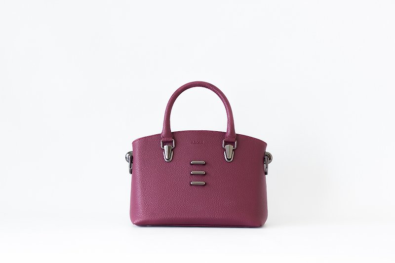【Off-Season Sales】- DARK MAROON STRUCTURED HANDBAG - Handbags & Totes - Genuine Leather Purple