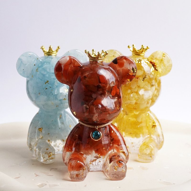 【Hourrae荷萊】招財好運晶熊 客製誕生石 水晶擺件 - 擺飾/家飾品 - 水晶 多色
