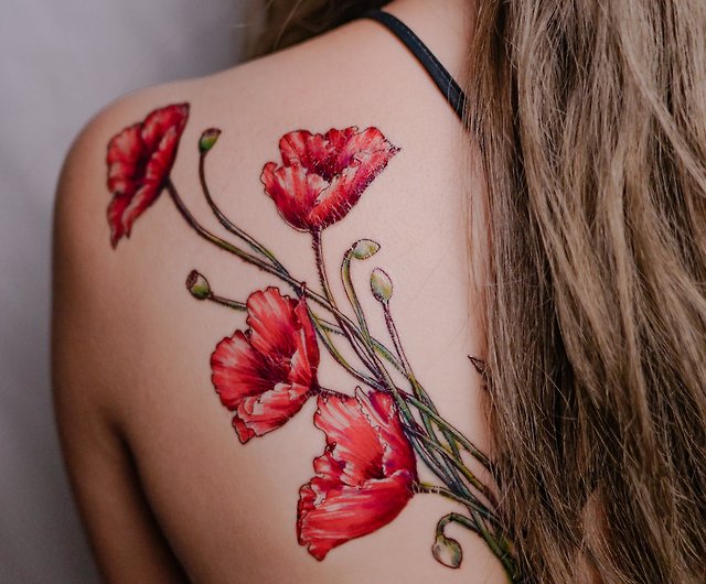 Flower Poppy Tattoo Vector Images over 540