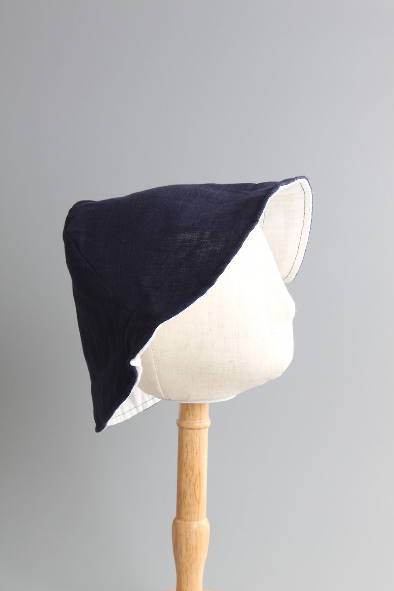 Kids Series | Summer Double-sided Simple Cap Series | Simple Daily Wear | Blue and White - Bibs - Cotton & Hemp Blue