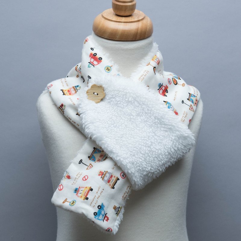 <ピュア手作り>二段スカーフ - 子供や幼児赤ちゃん暖かいコート用スカーフワゴン - スタイ - コットン・麻 シルバー
