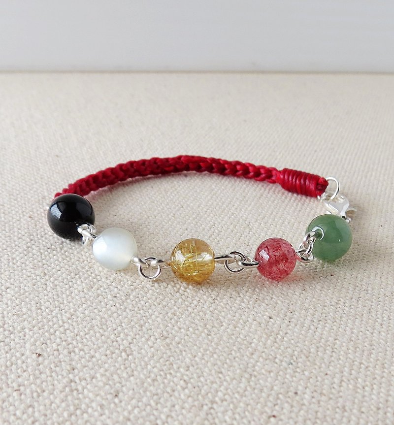 [Opium poppy ﹞ ﹝ love ‧ chain] Silver **fashion Lucky Lucky Five Pearl silk wax line bracelet*[1]*[ed] stereotyped** increase in overall fortune - Bracelets - Gemstone 