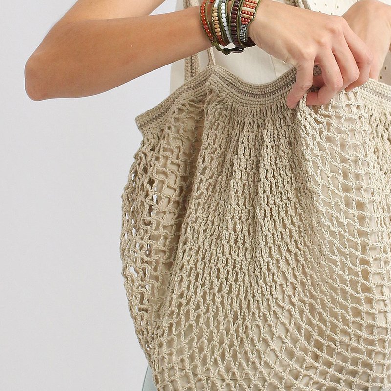 Cotton Hemp Shopping Bag, Cream, Natural - 側背包/斜背包 - 棉．麻 白色