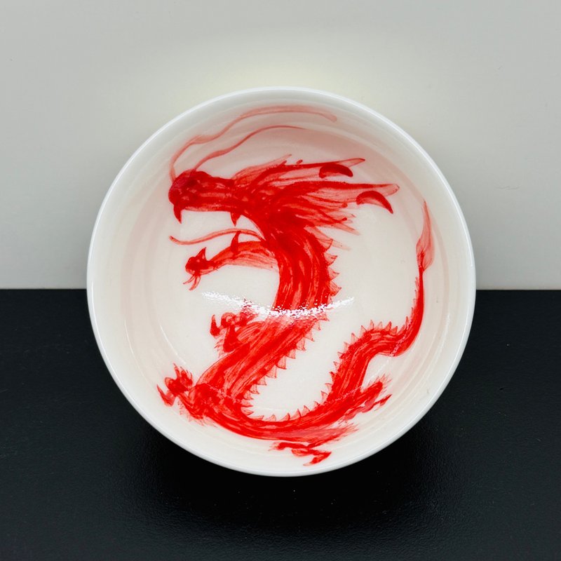 手繪祥龍-金魚圓杯 邱毓寧 80ml 鶯歌燒 G2-04 - 茶壺/茶杯/茶具 - 瓷 多色