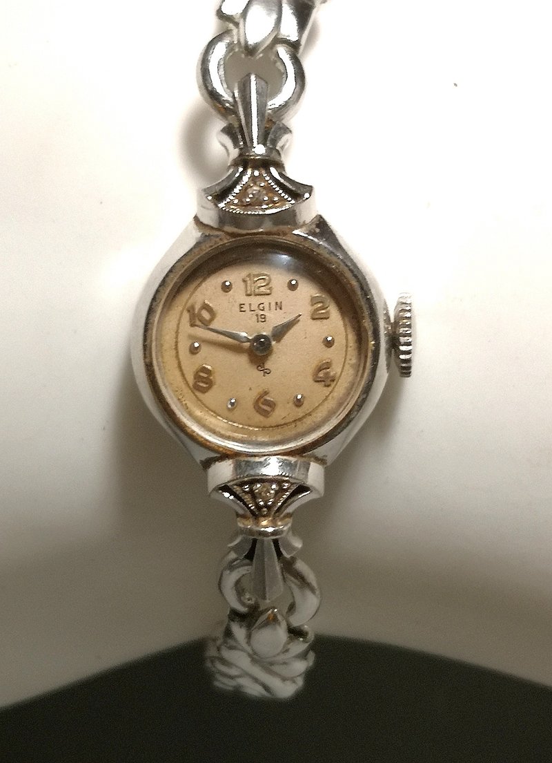 American famous watch Elgin Elgin 1950s 10K gold-filled diamond watch/hand chain/ladies watch - นาฬิกาผู้หญิง - โลหะ สีทอง