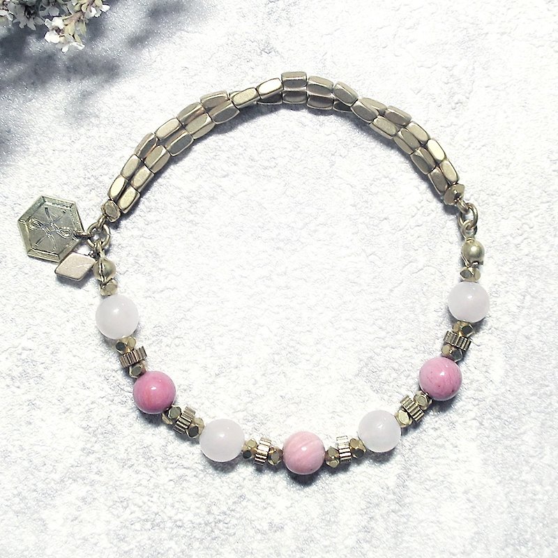 VIIART. Stamens. Rose Bronze powder crystal Stone bracelet - สร้อยข้อมือ - เครื่องเพชรพลอย สึชมพู