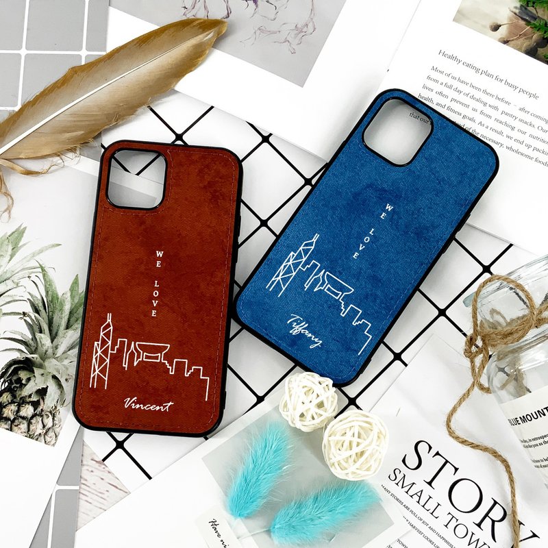 [Customization] [WE LOVE HK+Customize Name] Cloth Pattern Phone Case - Phone Cases - Other Materials Black