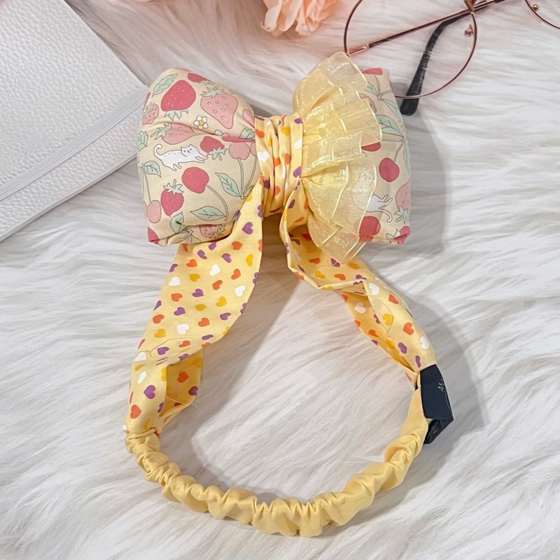 Belle/Big Cloud Headband/Parent-child Headband/Bowknot Headband/Baby Headband - หมวกเด็ก - ผ้าฝ้าย/ผ้าลินิน สีเหลือง