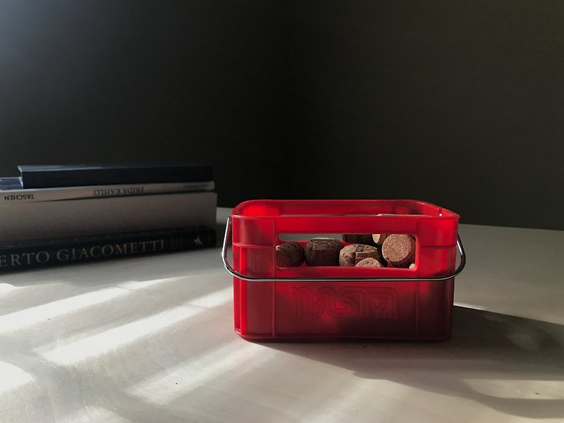 80s/ NASTA type red compartment - กล่องเก็บของ - พลาสติก สีแดง