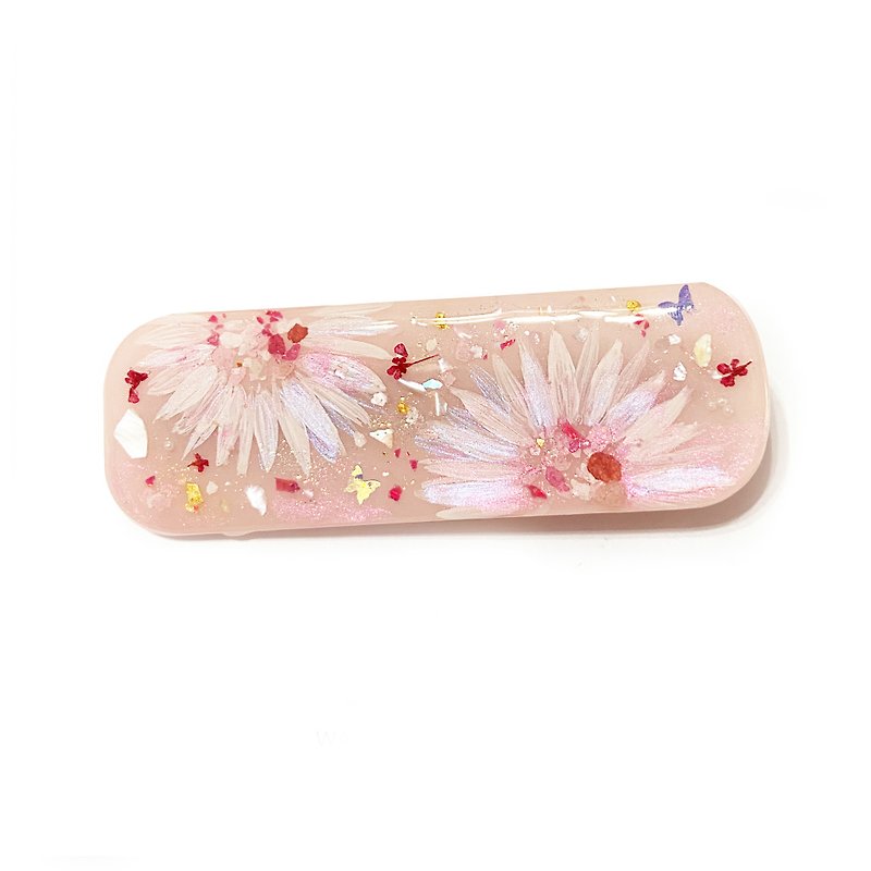Japanese resin  Pink hand painted flower hairpin - Hair Accessories - Resin Pink