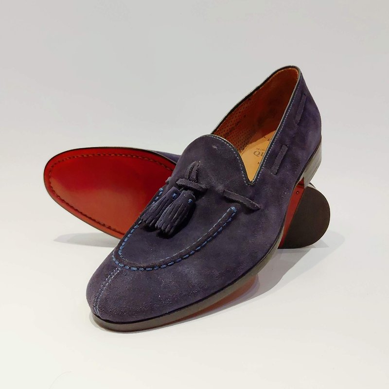 Classic Leather Penny Loafers - รองเท้าอ็อกฟอร์ดผู้ชาย - หนังแท้ สีน้ำเงิน