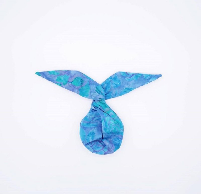 Blu-ray forest blue flower handmade aluminum wire headband - Hair Accessories - Cotton & Hemp Blue
