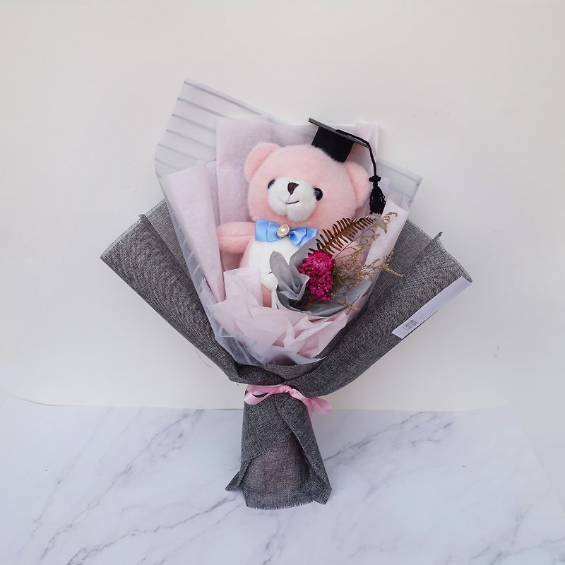 [Soft Pink Graduation Bear Bouquet] Graduation Bouquet/ Lover Bouquet/ Dry Bouquet/ Graduation Bear - Dried Flowers & Bouquets - Plants & Flowers Pink