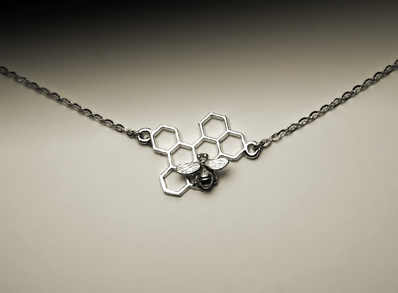 Bee hive necklace - Necklaces - Other Metals Silver