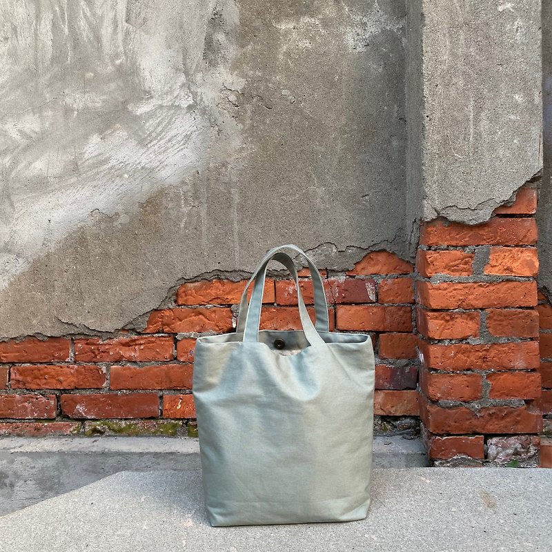Canvas tote bag/plain color/Japan No. 11 canvas/grey dark green - Handbags & Totes - Other Materials Green