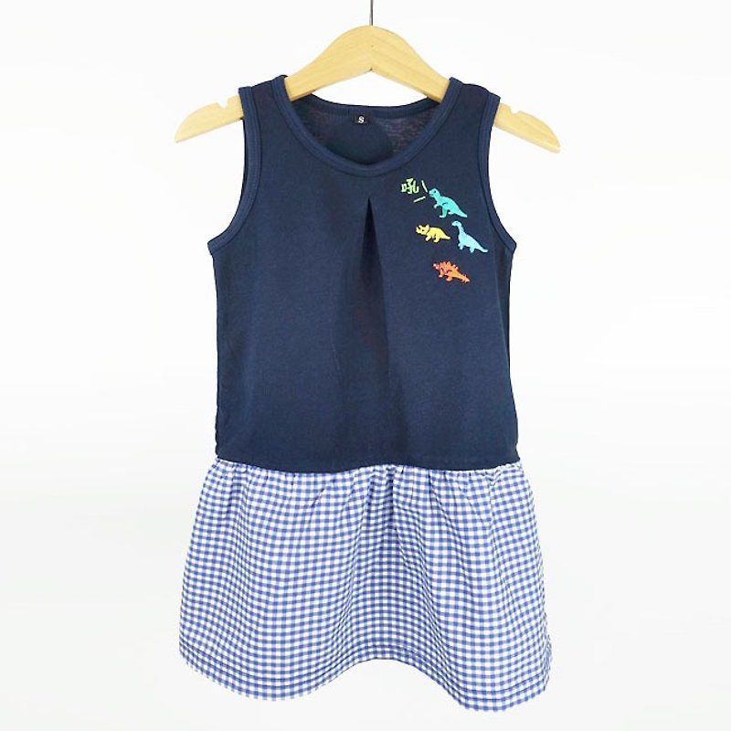 【Dinosaur eraser】 child / vest dress (small blue version) - Other - Cotton & Hemp Blue