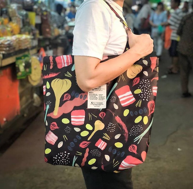 Shopping bag : Northern food - กระเป๋าแมสเซนเจอร์ - ไนลอน สีดำ