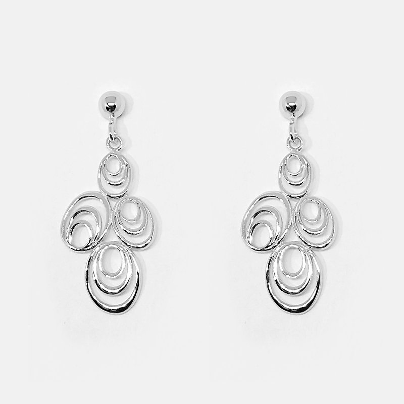Lake ripples│925 sterling silver handmade earrings - ต่างหู - เงินแท้ สีเงิน