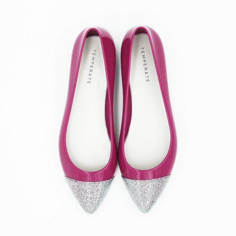 AMERI SPARKLE (MAGENTA)  PVC TOECAP FLATS トゥキャップパンプス - 高跟鞋/跟鞋 - 防水材質 粉紅色