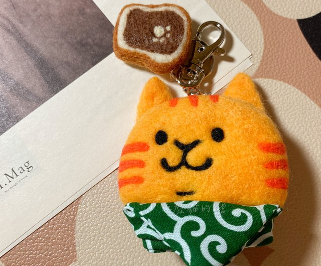 【まるまる】 羊毛フェルト 猫  シャムトラ　キーホルダー ◾受注制作 羊毛フェルトの猫マスコット(三毛猫)キーホルダー