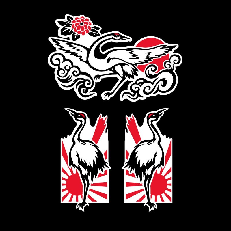 紅頂鶴 丹頂鶴 日本風 日式和風 3M反光貼紙 機車貼紙 防水耐曬 - 貼紙 - 防水材質 