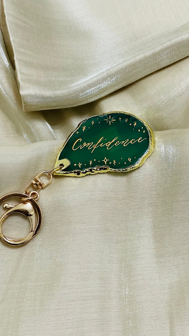 [Wedding Gift] [Customized] English Handwritten Agate Keychain - ที่ห้อยกุญแจ - เครื่องประดับพลอย 