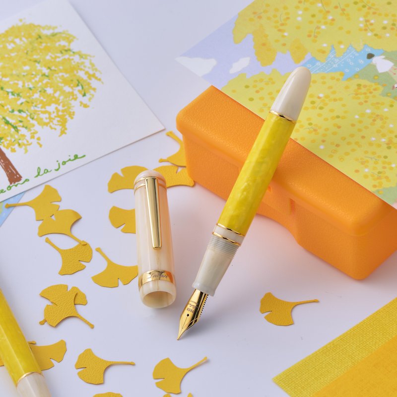 【鋼筆】銀杏 | 燦爛金黃色鋼筆 書寫希望能量 可客製 24小時出貨 - 鋼筆 - 壓克力 黃色