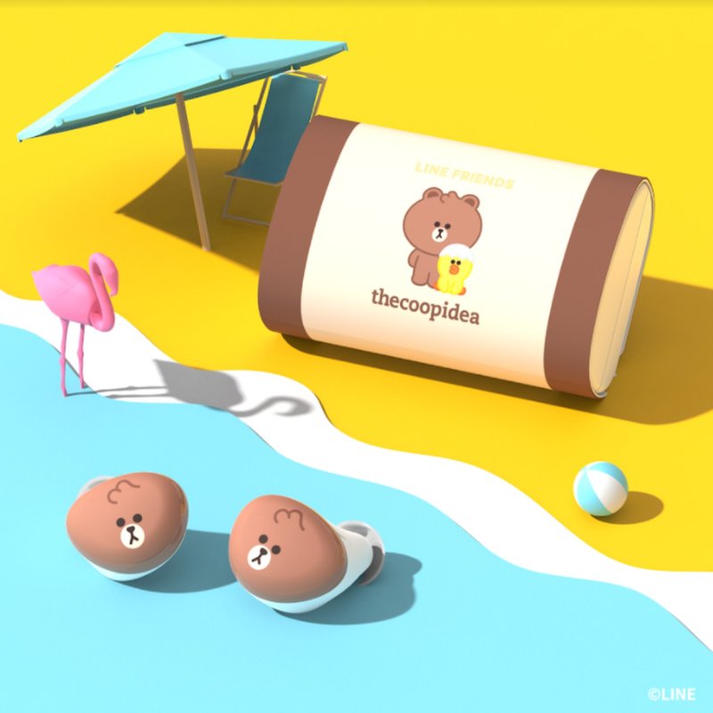 LINE FRIENDS MEETS thecoopidea BEANS+ 無線耳機 | MINI BROWN - 耳機/藍牙耳機 - 其他材質 