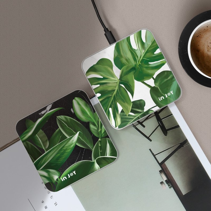 植物森林 方型 大理石無線充電器 Wireless Charger - 科技小物 - 石頭 黑色