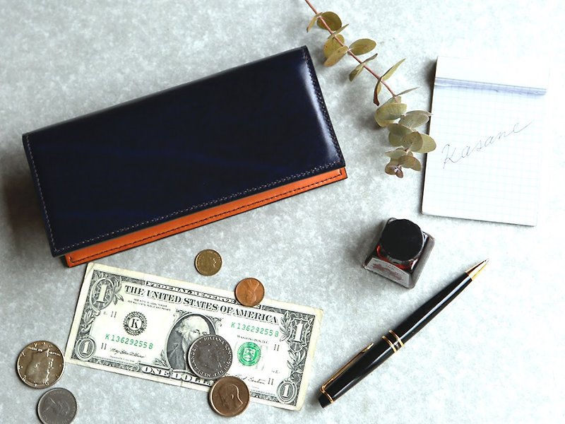 No.08 Long Wallet - กระเป๋าสตางค์ - หนังแท้ สีน้ำเงิน