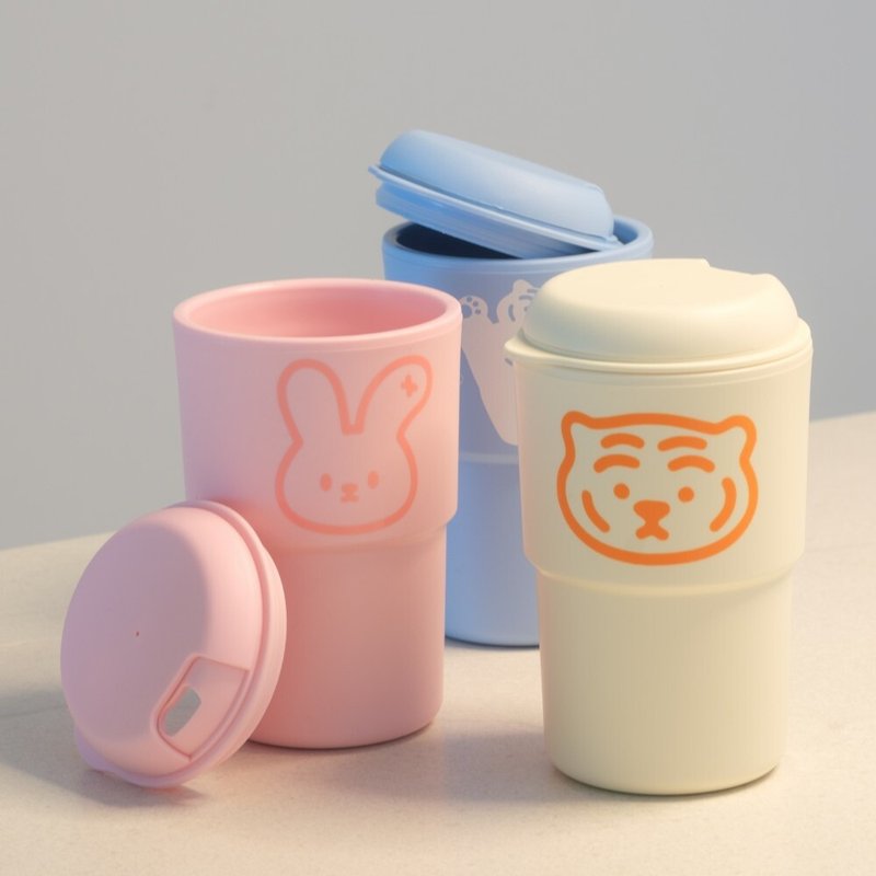 Lying Fat Tiger Rabbit Environmental Cup / Accompanying Cup 350ml - กระบอกน้ำร้อน - พลาสติก 