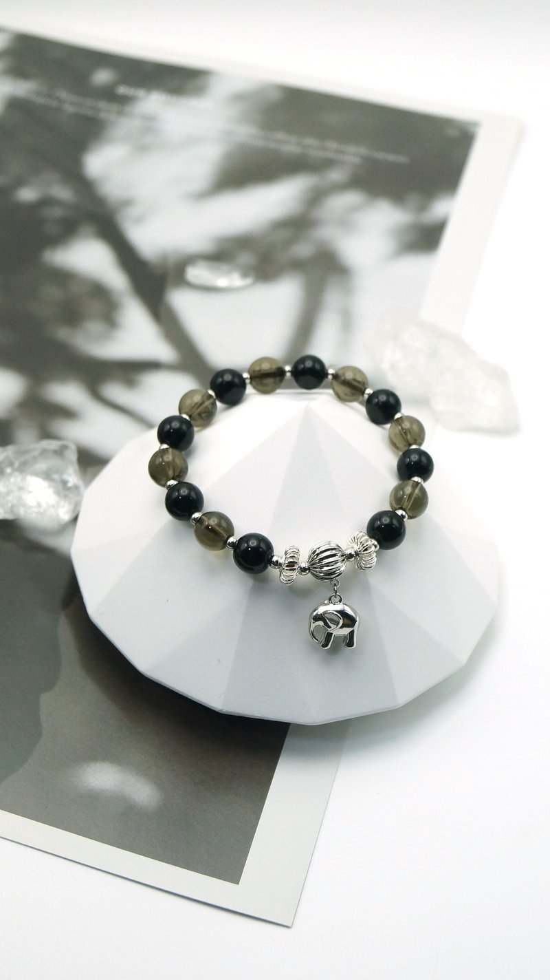 Citrine Obsidian Bracelet | Customized Natural Crystal Bracelet - สร้อยข้อมือ - คริสตัล 