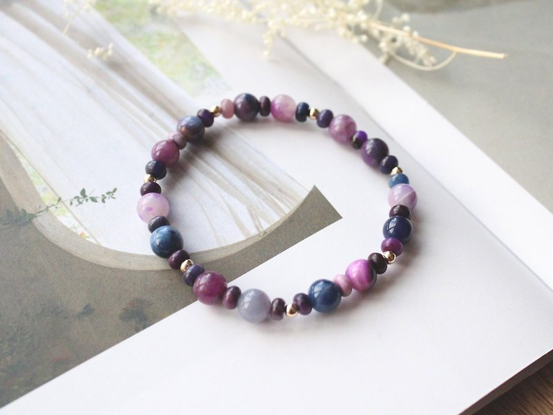 Journal Dusk / natural stone Lai Shu Ju, 14K gold bracelet - Bracelets - Gemstone 