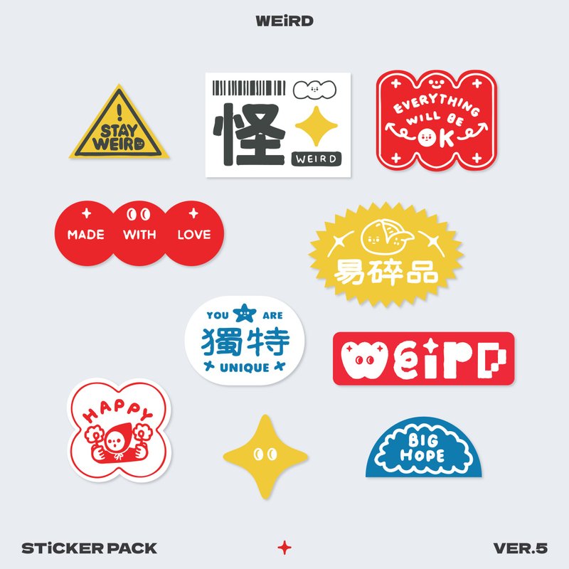 THE WEIRD STICKER PACK VER.5 - 貼紙 - 紙 紅色