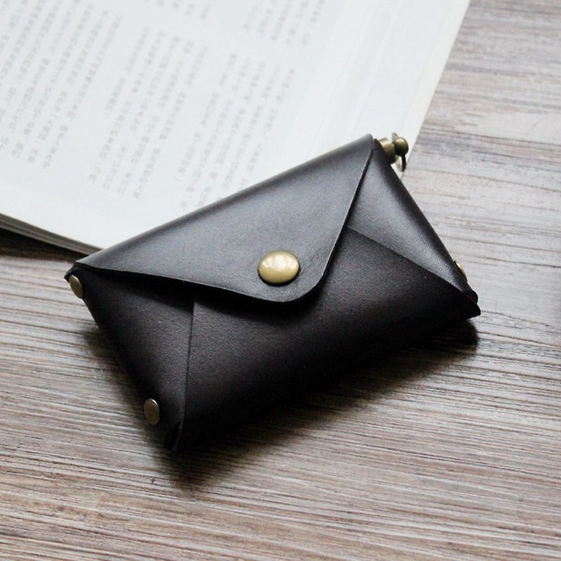 Black large-capacity leather business card holder business card holder card holder card small wallet purse purse - ที่เก็บนามบัตร - หนังแท้ สีดำ
