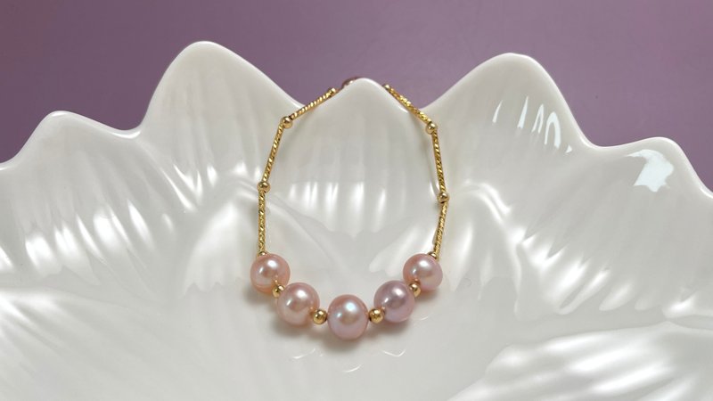 溫柔柔 天然淡水珍珠 粉色 炫彩 磁吸扣 手鏈 - 手鍊/手環 - 珍珠 粉紅色