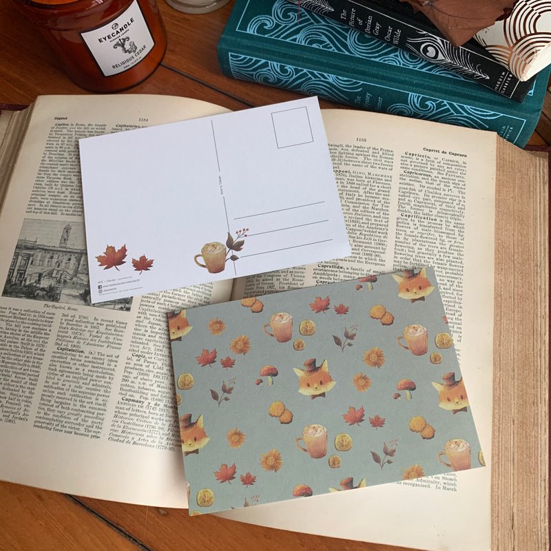 Multi-purpose postcard with continuous patterns of burps in autumn - Seize the day series_Spot - Cards & Postcards - Paper 