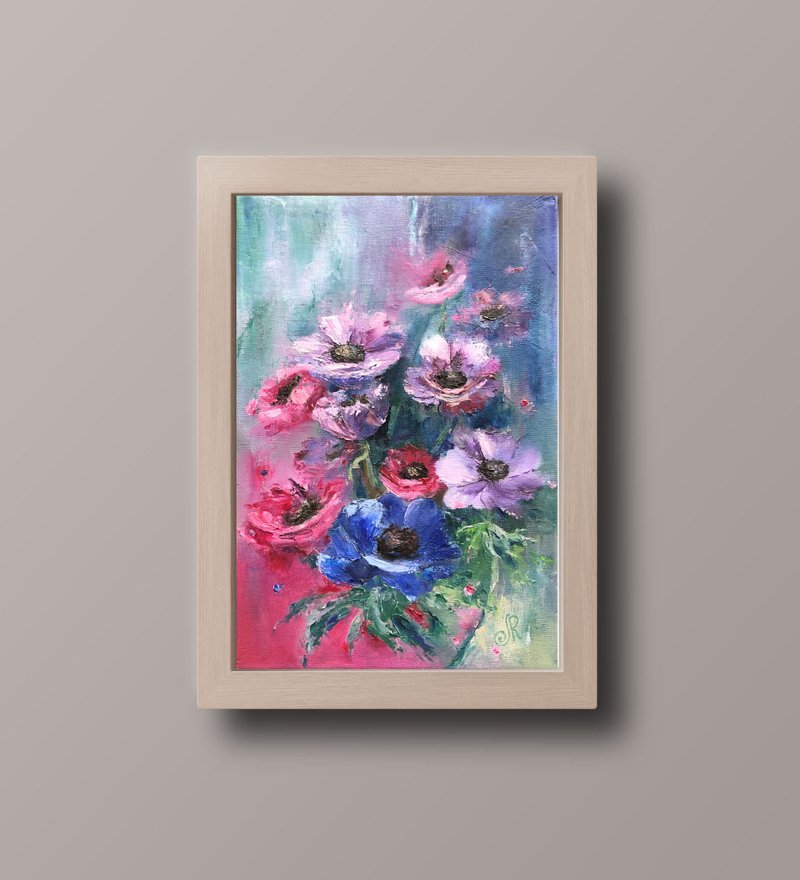 Flowers Oil Painting Original Floral Painting 布面油畫 - Posters - Other Materials Purple