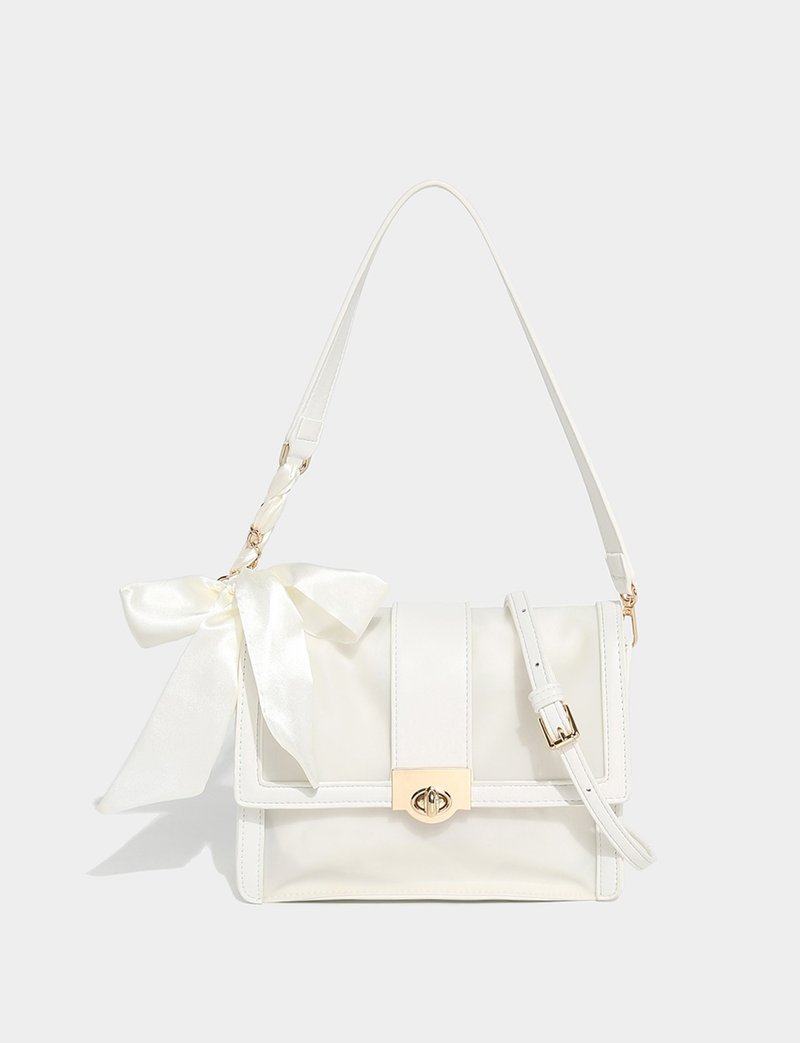 Ribbon bow side bag - กระเป๋าแมสเซนเจอร์ - วัสดุอื่นๆ ขาว