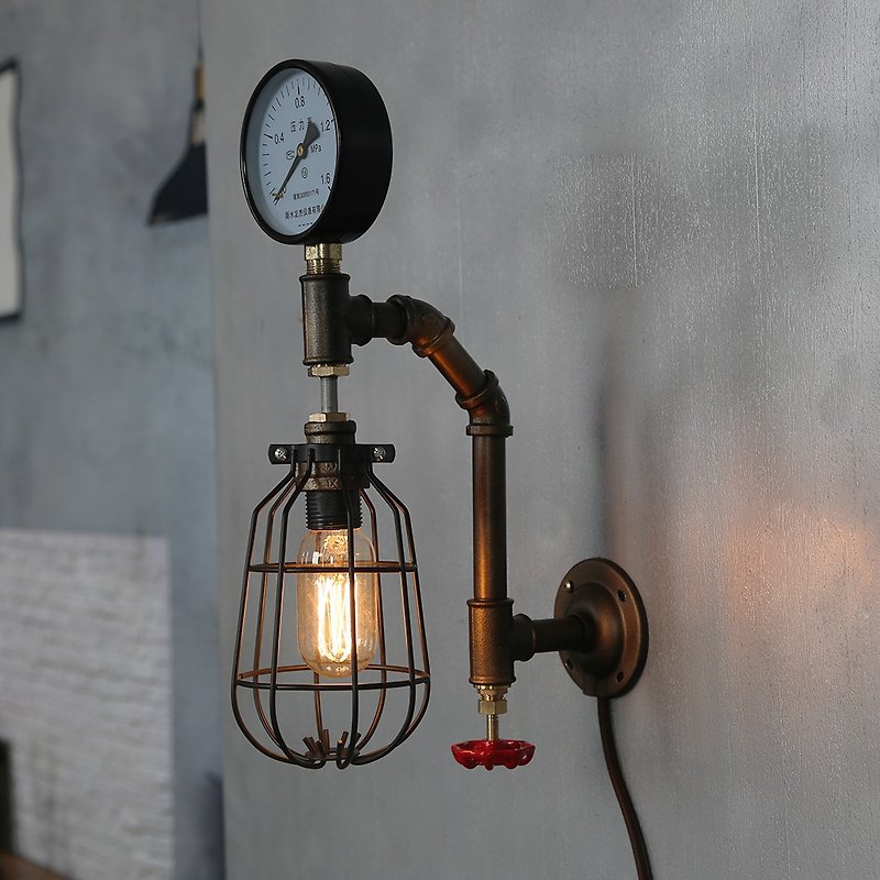 loft industrial feng shui pipe wall lamp wine cafe decoration lamp - โคมไฟ - โลหะ 