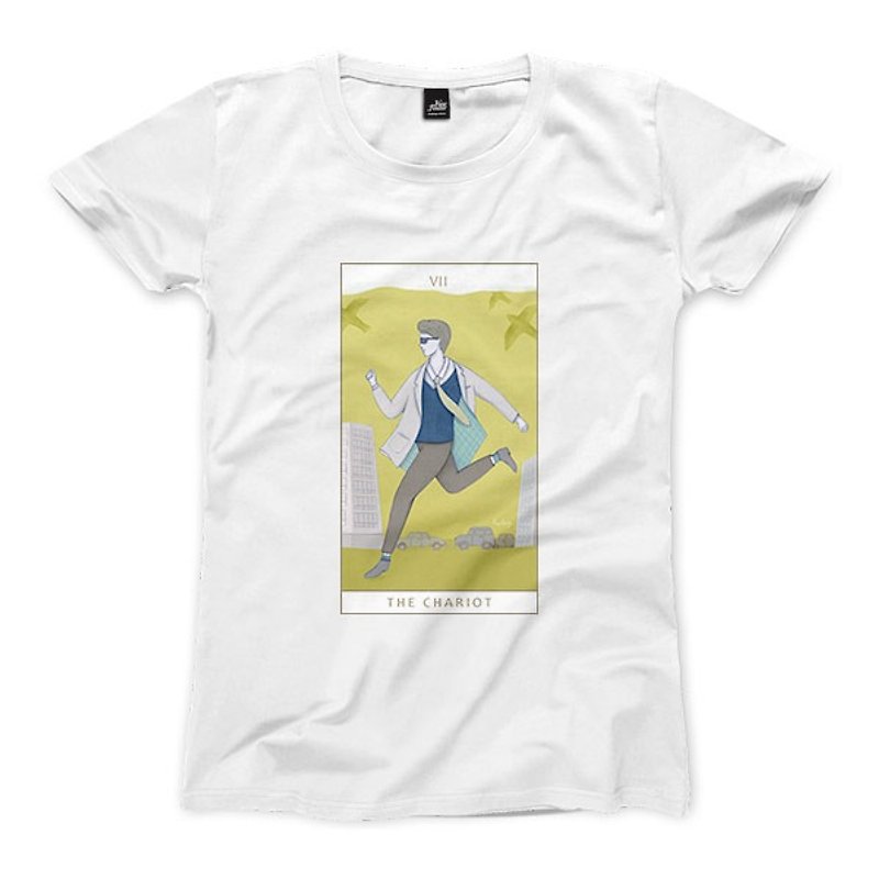 VII | The Chariot - White - Women's T-Shirt - เสื้อยืดผู้หญิง - ผ้าฝ้าย/ผ้าลินิน 