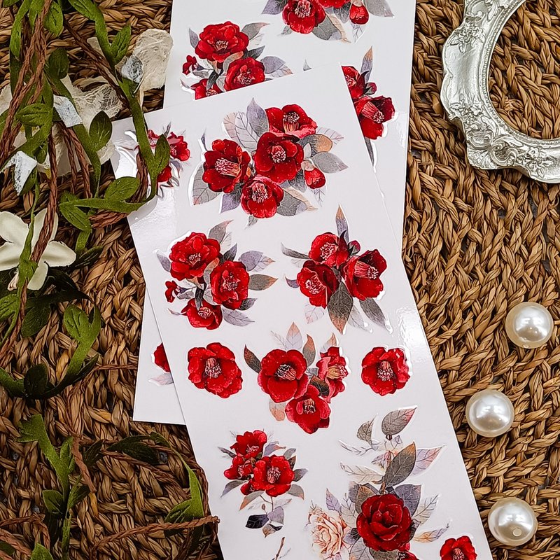 109 茶花A Camellia A  / 轉印貼紙Transfer Stickers - 貼紙 - 塑膠 多色