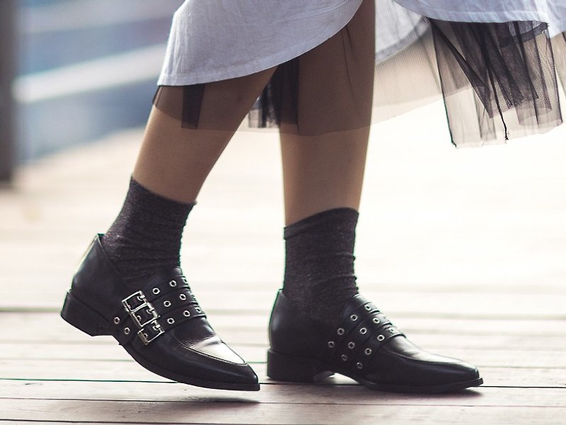 Black Buckle high heels 3.0 - รองเท้าส้นสูง - หนังแท้ สีดำ