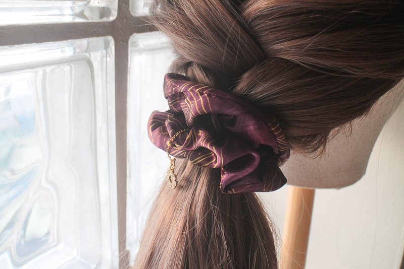 太陽創造魔法陣∣原創印花手工【大腸髮圈】大腸圈 髮圈 髮飾 - 髮夾/鯊魚夾 - 棉．麻 紫色