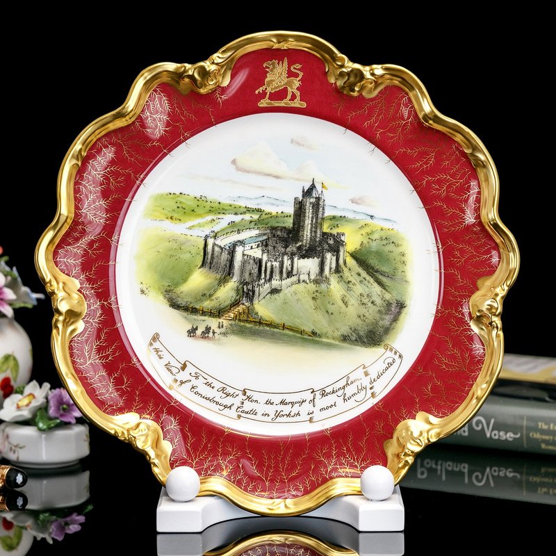 限量英國製 Wedgwood Coalport 手繪英倫古堡 華麗骨瓷盤壁掛盤 - 壁貼/牆壁裝飾 - 瓷 