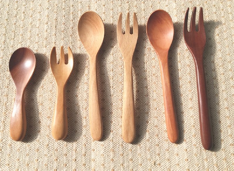 Log Wood Fork Group - 50 Group Purchase Discount Rate (Mixable) - ช้อนส้อม - ไม้ สีนำ้ตาล