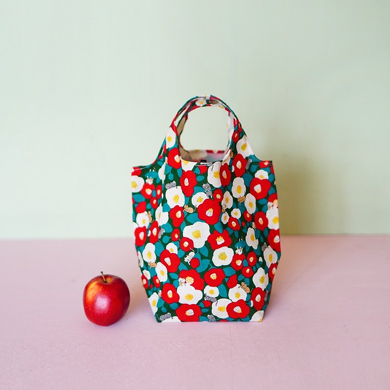 Breakfast Lunch Bag colorful Japanese fabrics Size M Handmade - กระเป๋าถือ - ผ้าฝ้าย/ผ้าลินิน หลากหลายสี
