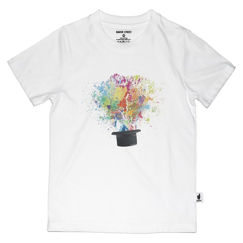 British Fashion Brand -Baker Street- Magic Hat Printed T-shirt for Kids - Tops & T-Shirts - Cotton & Hemp White